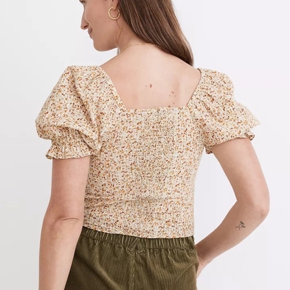 Madewell Hopewell Puff Sleeve Floral Crop Top NWT Size Small - Picture 4 of 7